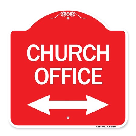 Signmission Church Parking W/ Bidirectional Arrow, Red & White Aluminum Sign, 18" x 18", RW-1818-24273 A-DES-RW-1818-24273